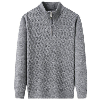 Men's sweater with modern diamond pattern and zipper Skorter