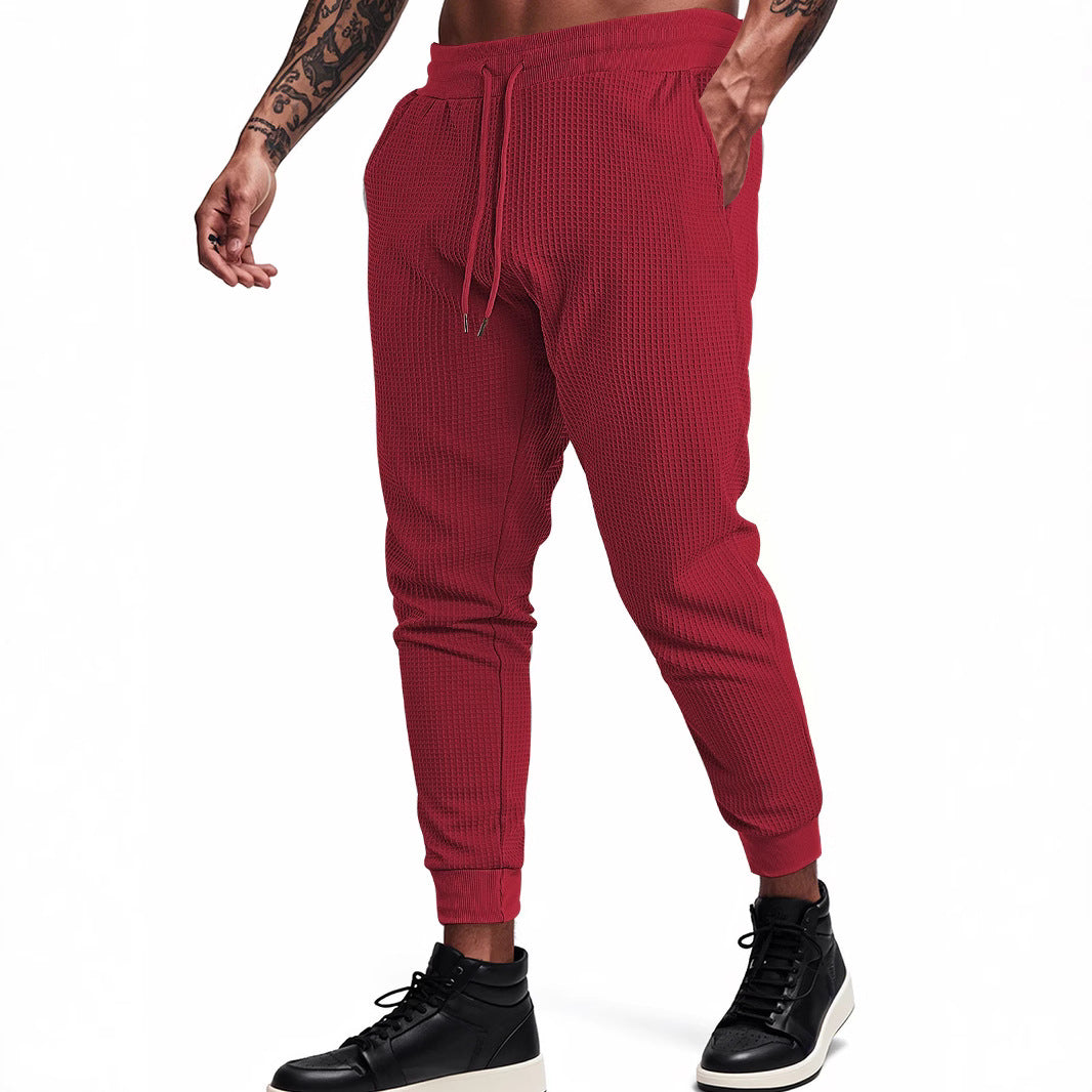 Men's Sporty Waffle Structure Jogging Pants Skorter
