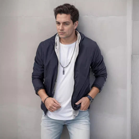 Men's sporty transition jacket with functional hood collar and elastic cuffs Skorter