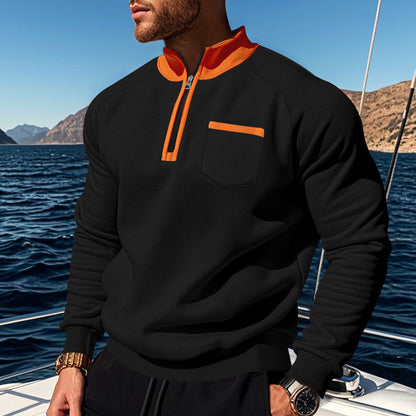 Men's sweatshirt with half zipper and moisture-regulating fabric Skorter