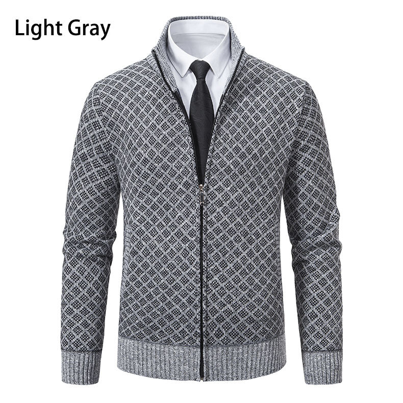Men's zip-up cardigan with modern diamond pattern Skorter