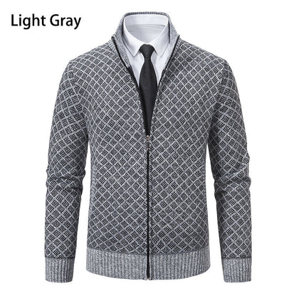 Men's zip-up cardigan with modern diamond pattern Skorter