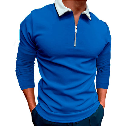 Men's sporty sweater with 1/4 zipper and contrasting collar Skorter