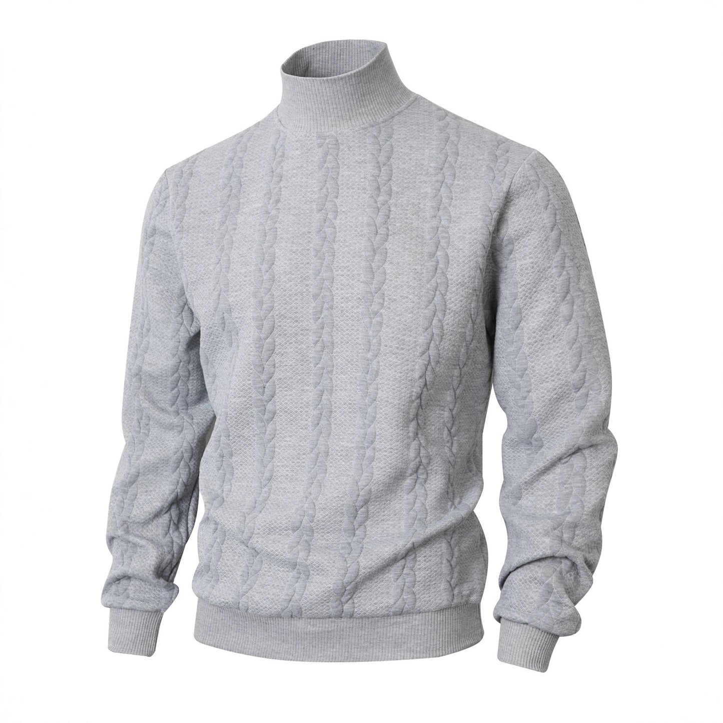Men's stylish knit sweater with a high collar and cable pattern Skorter