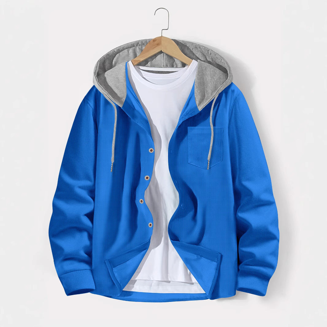 Men's versatile hoodie shirt with textured surface and practical chest pocket Skorter