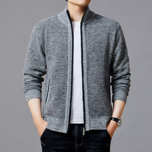 Men's cardigan with modern zipper and high collar Skorter