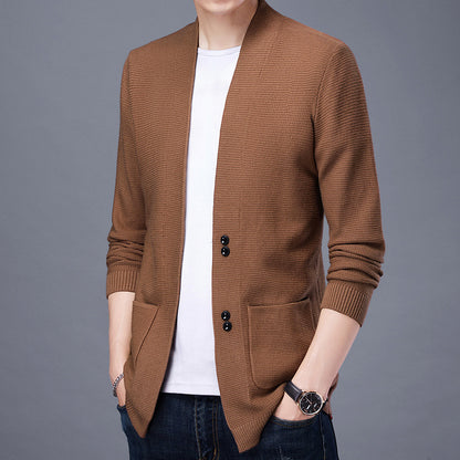 Herrkofta med avslappnad sjalkrage och påsydda fickor Skorter