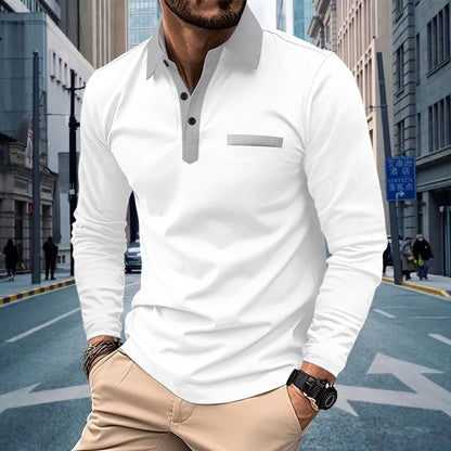 Men's Sporty Long Sleeve Shirt with Contrast Details Skorter