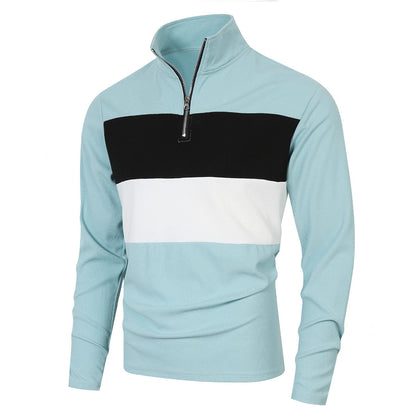 Men's sporty pullover with stand-up collar and deep zipper Skorter
