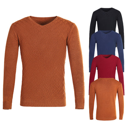 Men's V-neck sweater with textured pattern Skorter