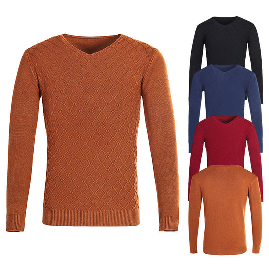 Men's V-neck sweater with textured pattern Skorter