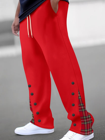 Men's Sporty Jogging Pants with Contrasting Snap Buttons and Breathable Fabric Skorter