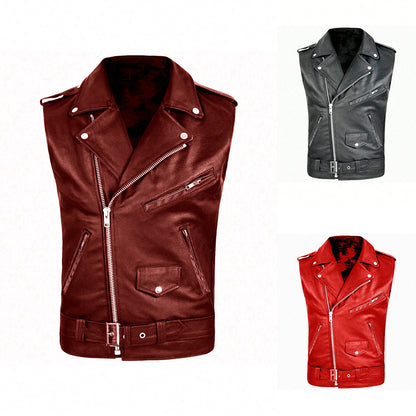Men's stylish sleeveless biker jacket made of high-quality leather Skorter