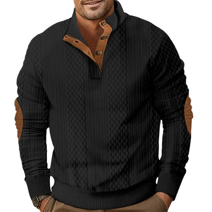 Men's stylish knit sweater with modern button design and textured fabric Skorter