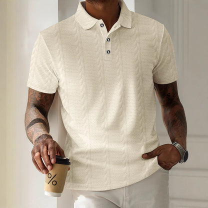 Men's Sporty Polo Shirt with Textured Pattern Skorter