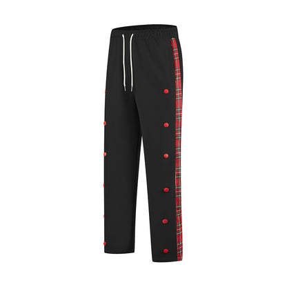 Men's Sporty Jogging Pants with Snap Button Design and Elastic Waistband Skorter