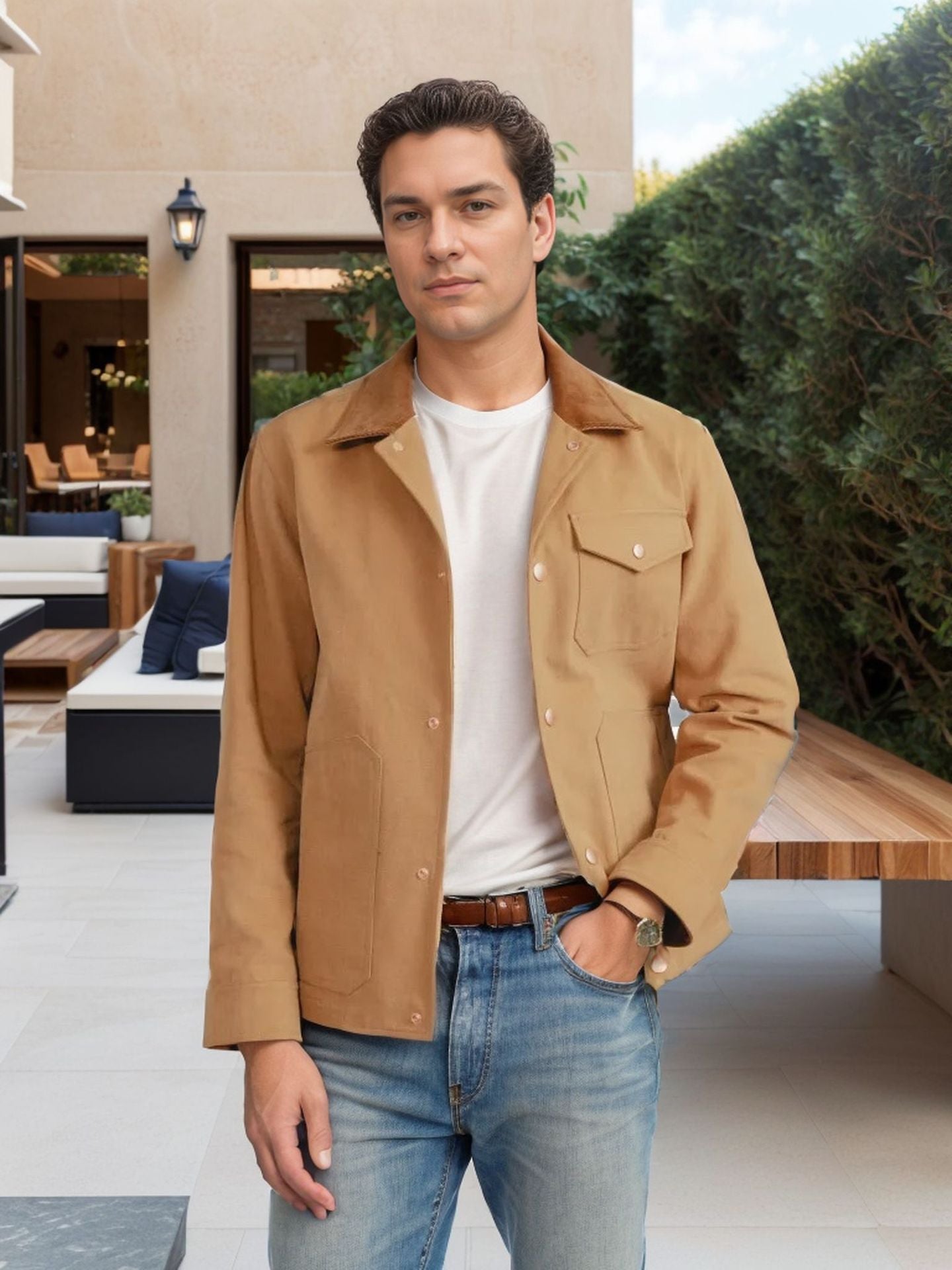 Men's suede jacket with stylish design and practical pockets Skorter
