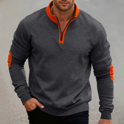 Men's sporty hoodie with short zipper and fashionable contrast elements Skorter