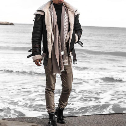 Herrbomberjacka med lyxigt fuskpälsfoder och moderna detaljer Skorter