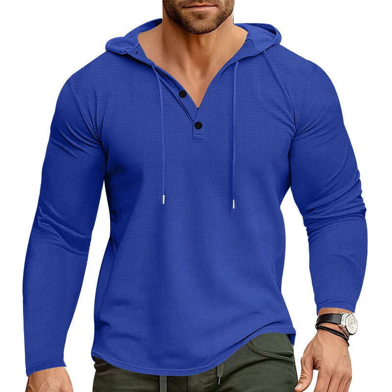Men's stylish hoodie shirt with textured design and fashionable button details Skorter