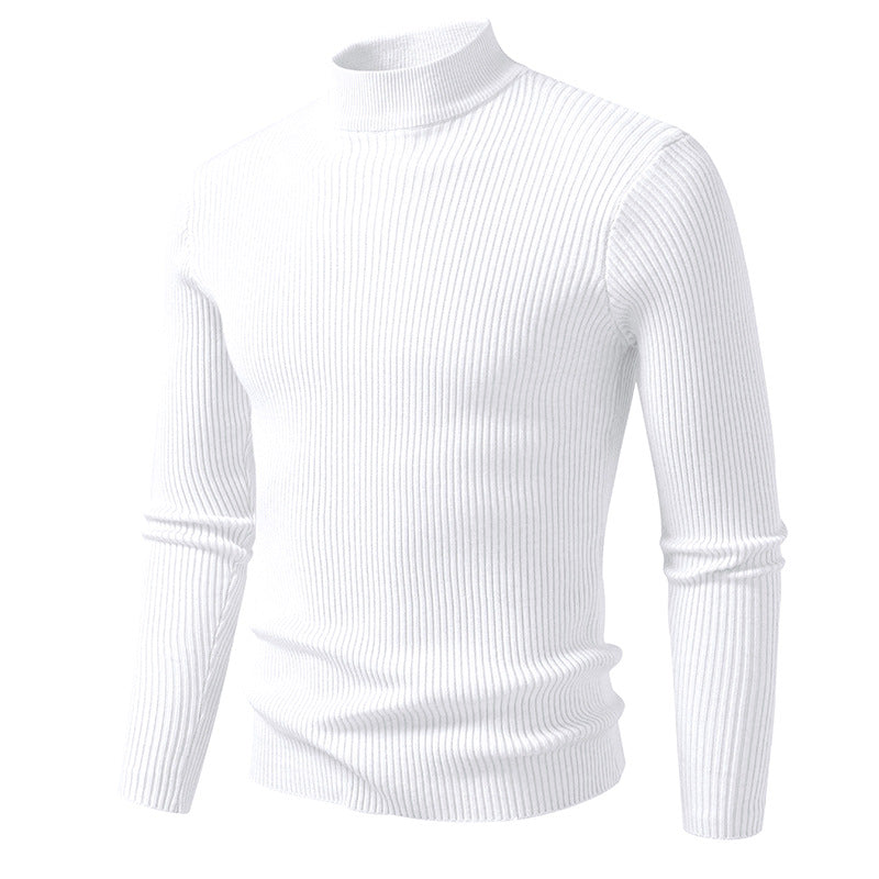 Men's turtleneck sweater made of high-quality stretch wool with ribbed texture Skorter