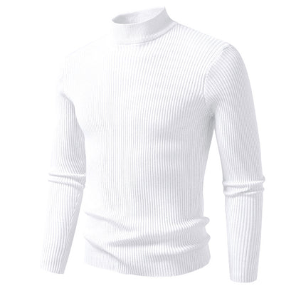 Men's turtleneck sweater made of high-quality stretch wool with ribbed texture Skorter