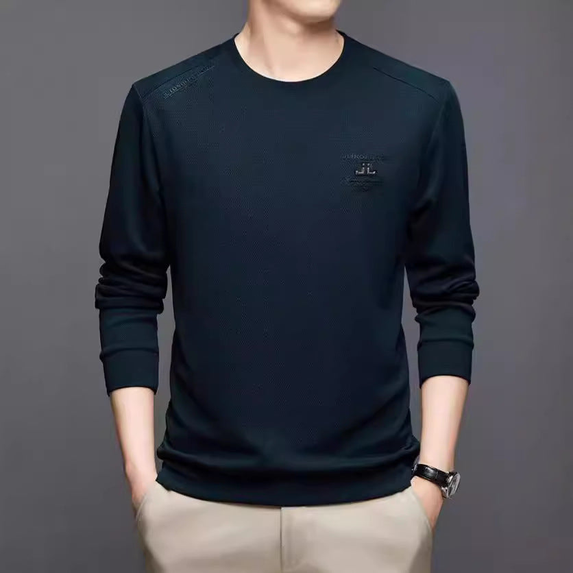 Herrtröja med lång ärm och texturerad design, sportig skorter