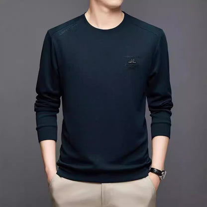 Herrtröja med lång ärm och texturerad design, sportig skorter