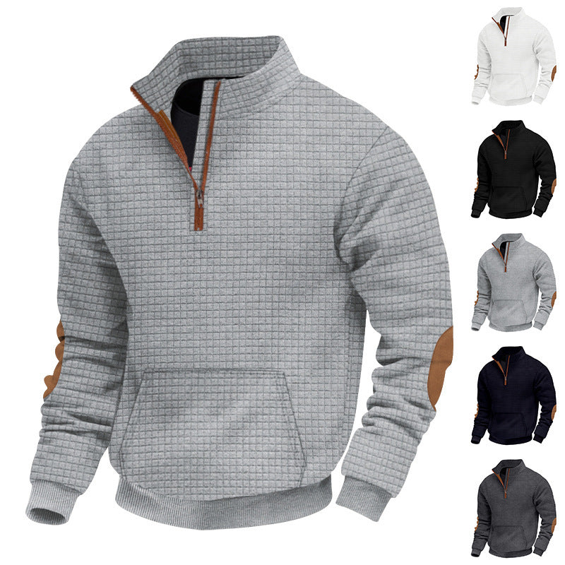 Men's stylish fleece pullover with stand-up collar and practical zipper Skorter