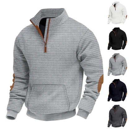 Men's stylish fleece pullover with stand-up collar and practical zipper Skorter
