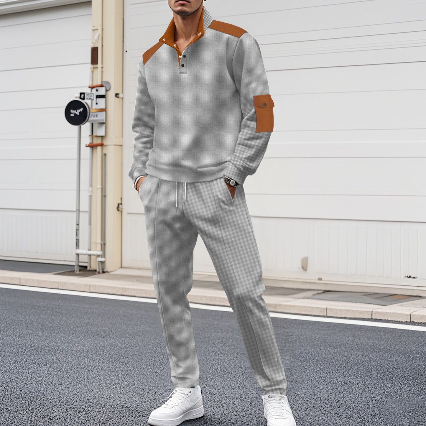 Men's Sporty Zip Set with Fashionable Accents and Structured Processing Skorter