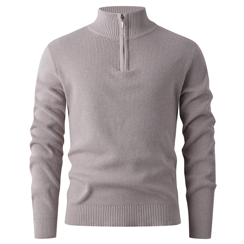 Men's sweater with stand-up collar and additional zipper Skorter