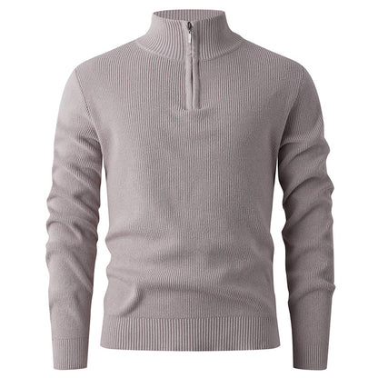 Men's sweater with stand-up collar and additional zipper Skorter