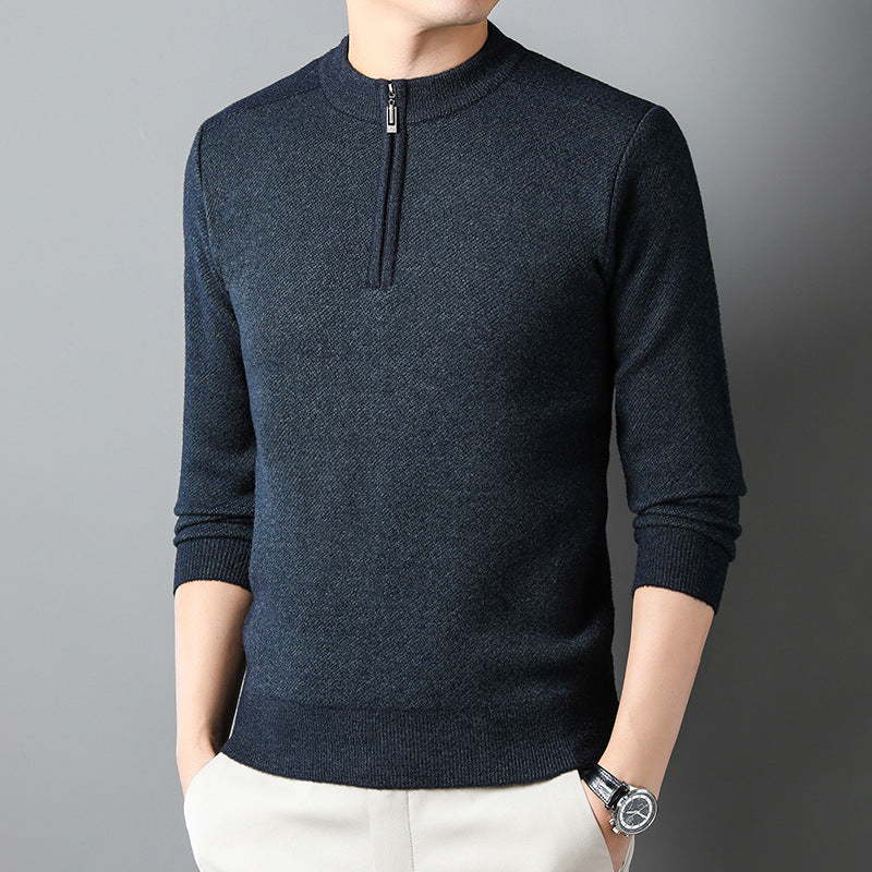 Men's sweater with half zipper and textured design Skorter