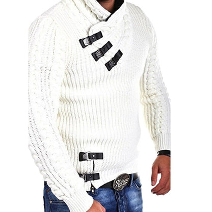 Men's stylish knitted sweater with asymmetric collar Skorter