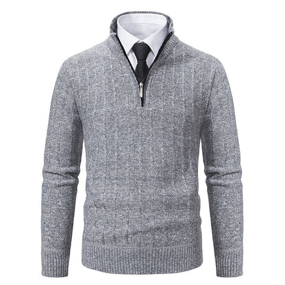 Men's stylish knitted sweater with zipper and high collar Skorter
