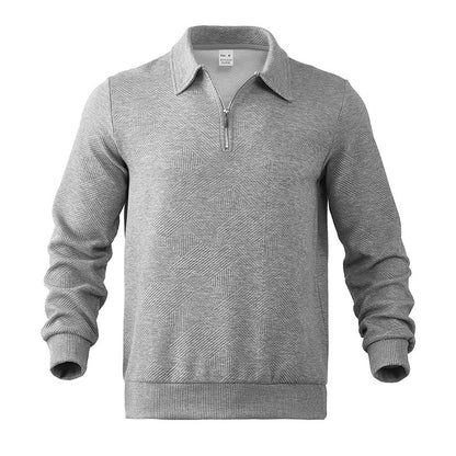 Men's Sporty Sweater with Zipper and Textured Design Skorter
