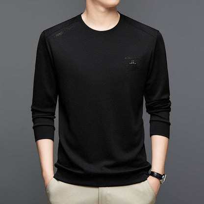 Herrtröja med lång ärm och texturerad design, sportig skorter