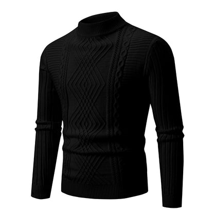 Men's turtleneck sweater made of high-quality cotton with structured cable pattern Skorter