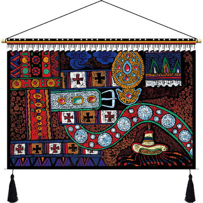 Skorter | Custom Tibetan fabric woven Tibet hanging cloth homestay decoration hotel restaurant living room bedroom headboard fabric painting weave