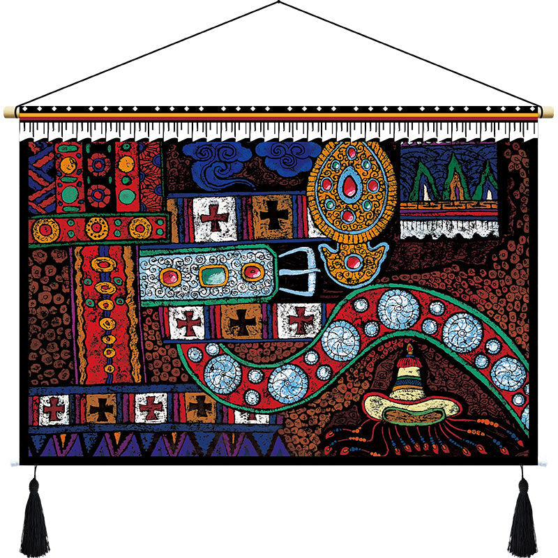 Skorter | Custom Tibetan fabric woven Tibet hanging cloth homestay decoration hotel restaurant living room bedroom headboard fabric painting weave