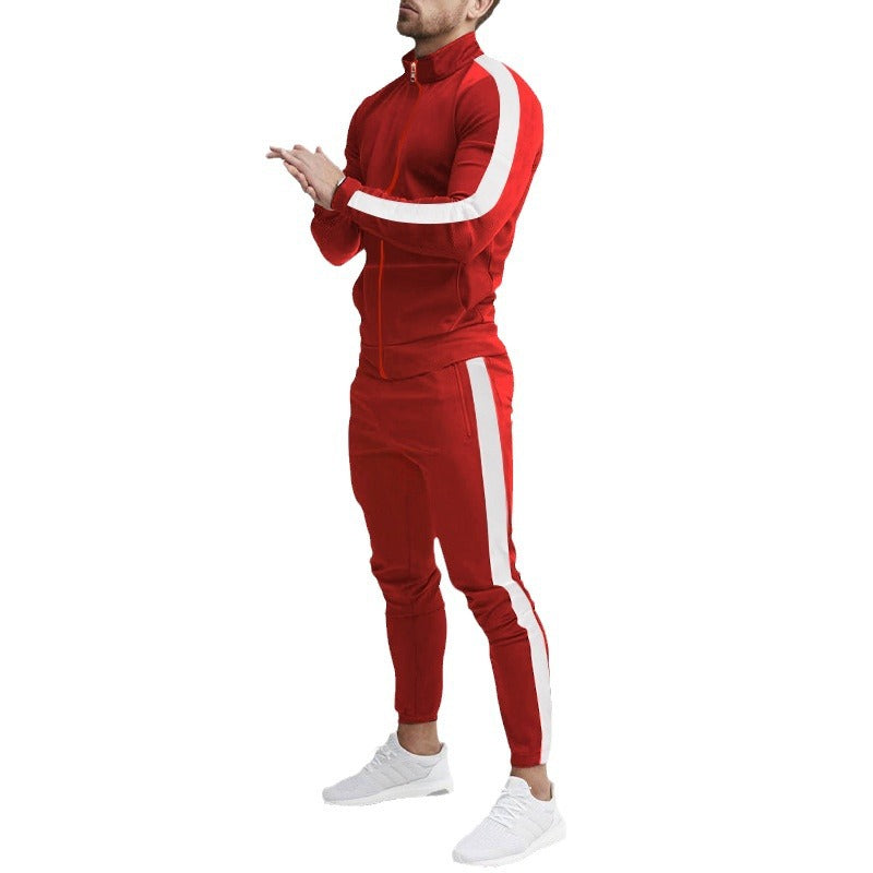 Men's tracksuit with high collar and side stripes Skorter