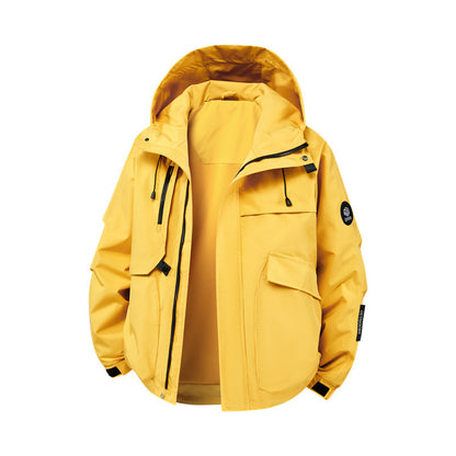 Men's technical outdoor jacket with waterproof material and numerous zippered pockets Skorter