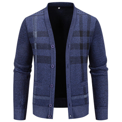 Men's cardigan with stylish check pattern by Skorter