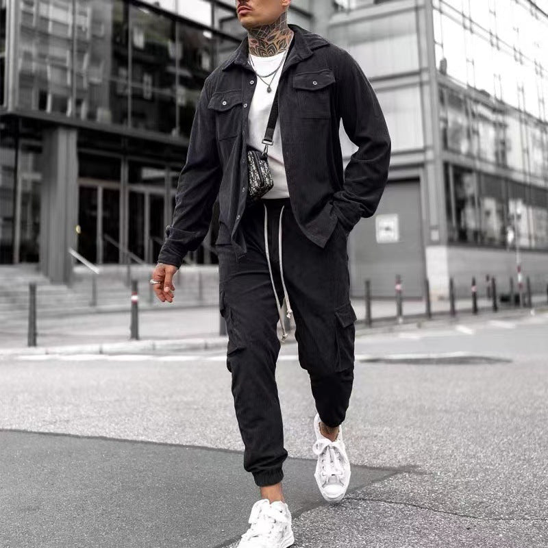 Men's stylish cargo pants with practical cut and casual jacket Skorter