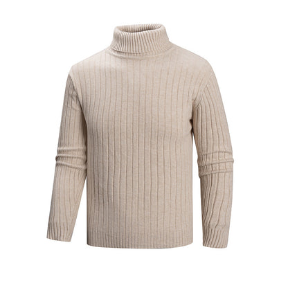 Men's elegant sweater with high collar and fine ribbed structure Skorter