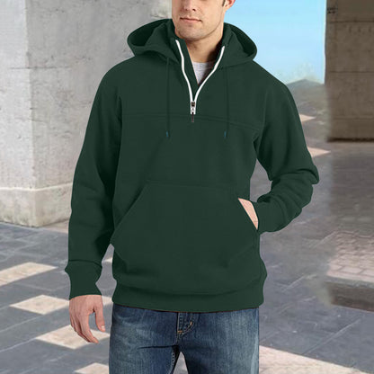 Men's stylish hoodie with half zipper and practical kangaroo pockets Skorter
