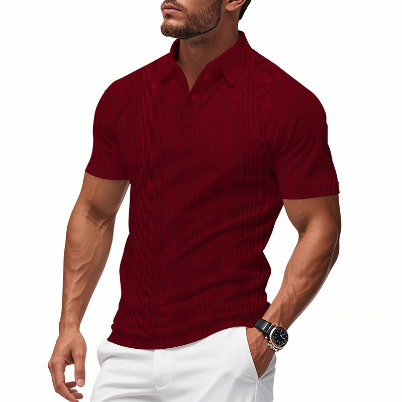 Men's stylish short-sleeve polo shirt with textured surface Skorter
