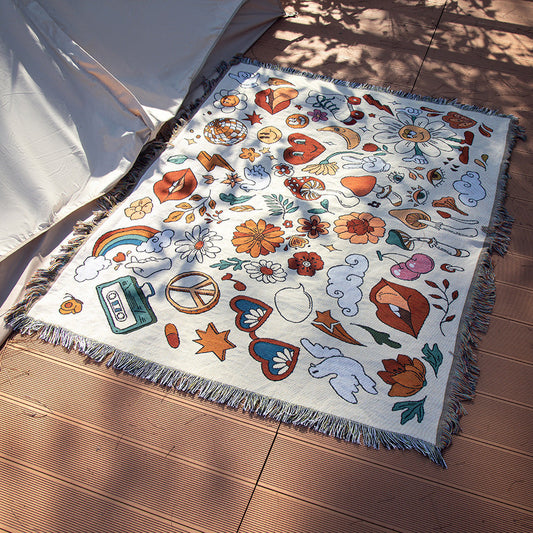 Skorter | Camping blanket linen rug sofa rug Indian rug outdoor camping