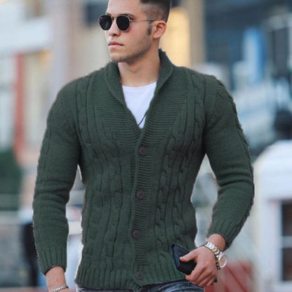 Men's cardigan with unique cable pattern and trendy shawl collar Skorter